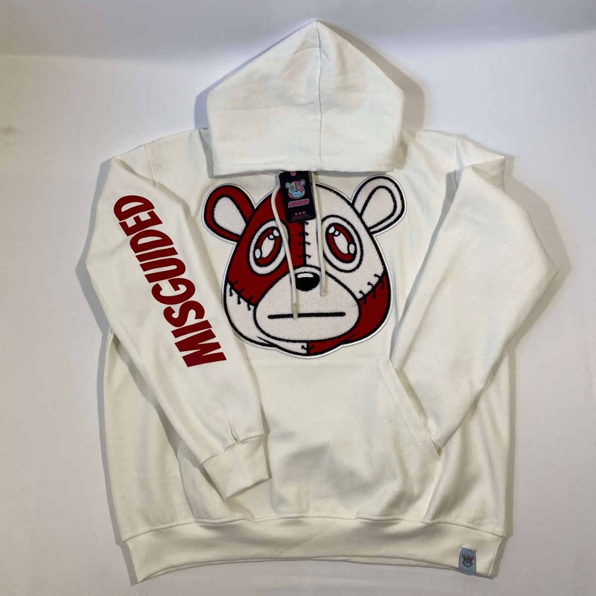 Misguided Chenille (Red Oreo 6's) Hoodie - White - Misguided