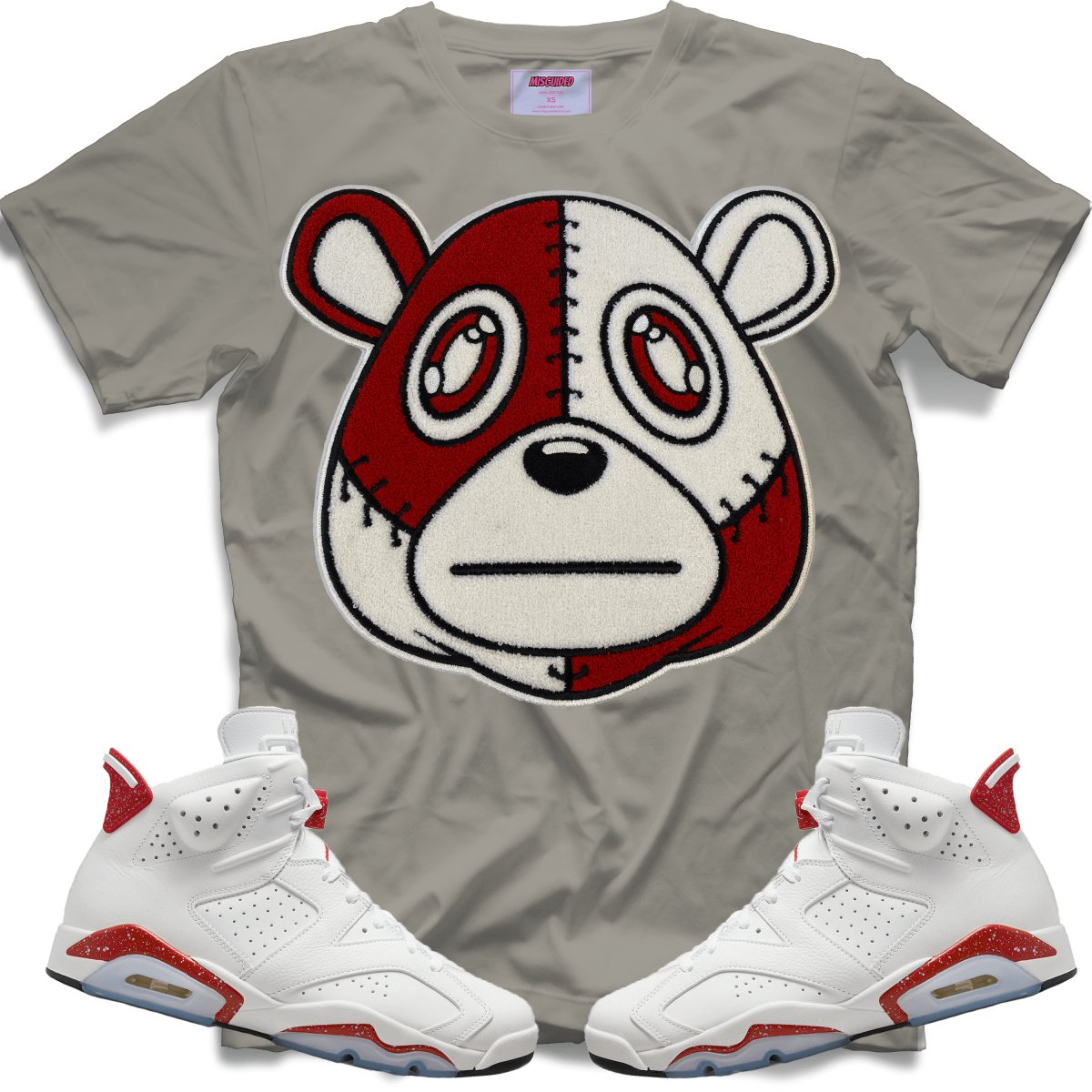 Misguided Chenille (Red Oreo 6's) T-Shirt - Grey - Misguided