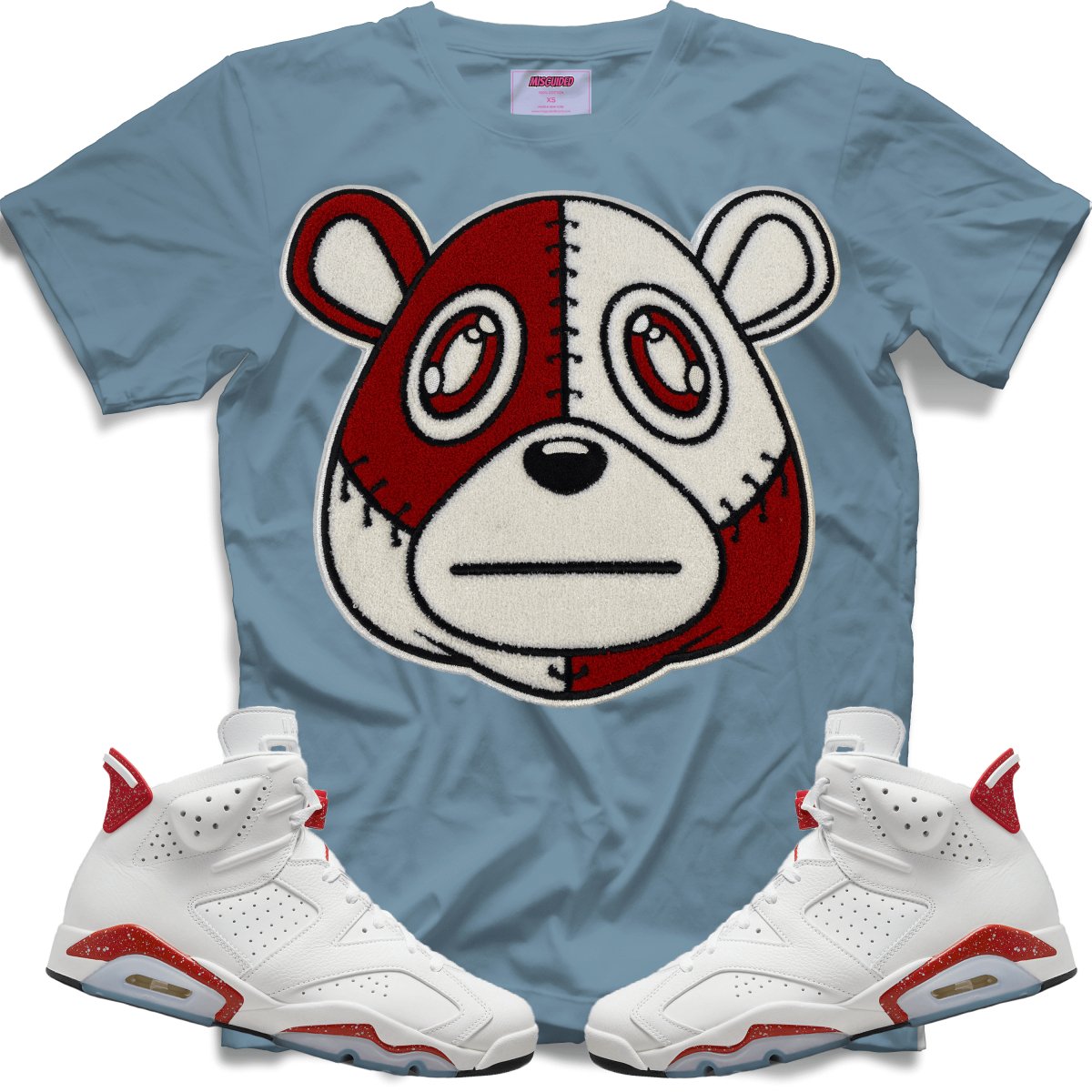 Misguided Chenille (Red Oreo 6's) T-Shirt - Light Denim - Misguided