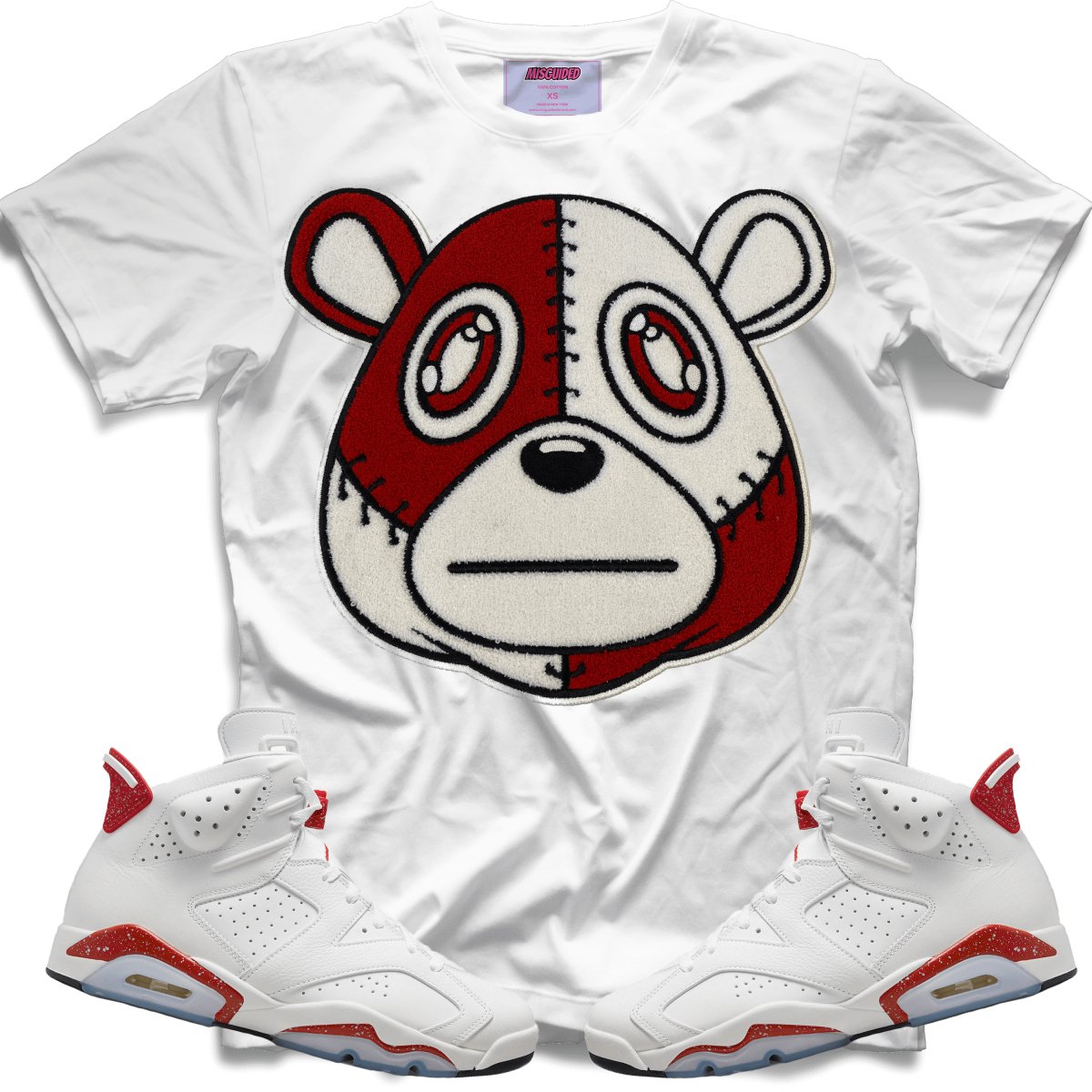 Misguided Chenille (Red Oreo 6's) T-Shirt - White - Misguided