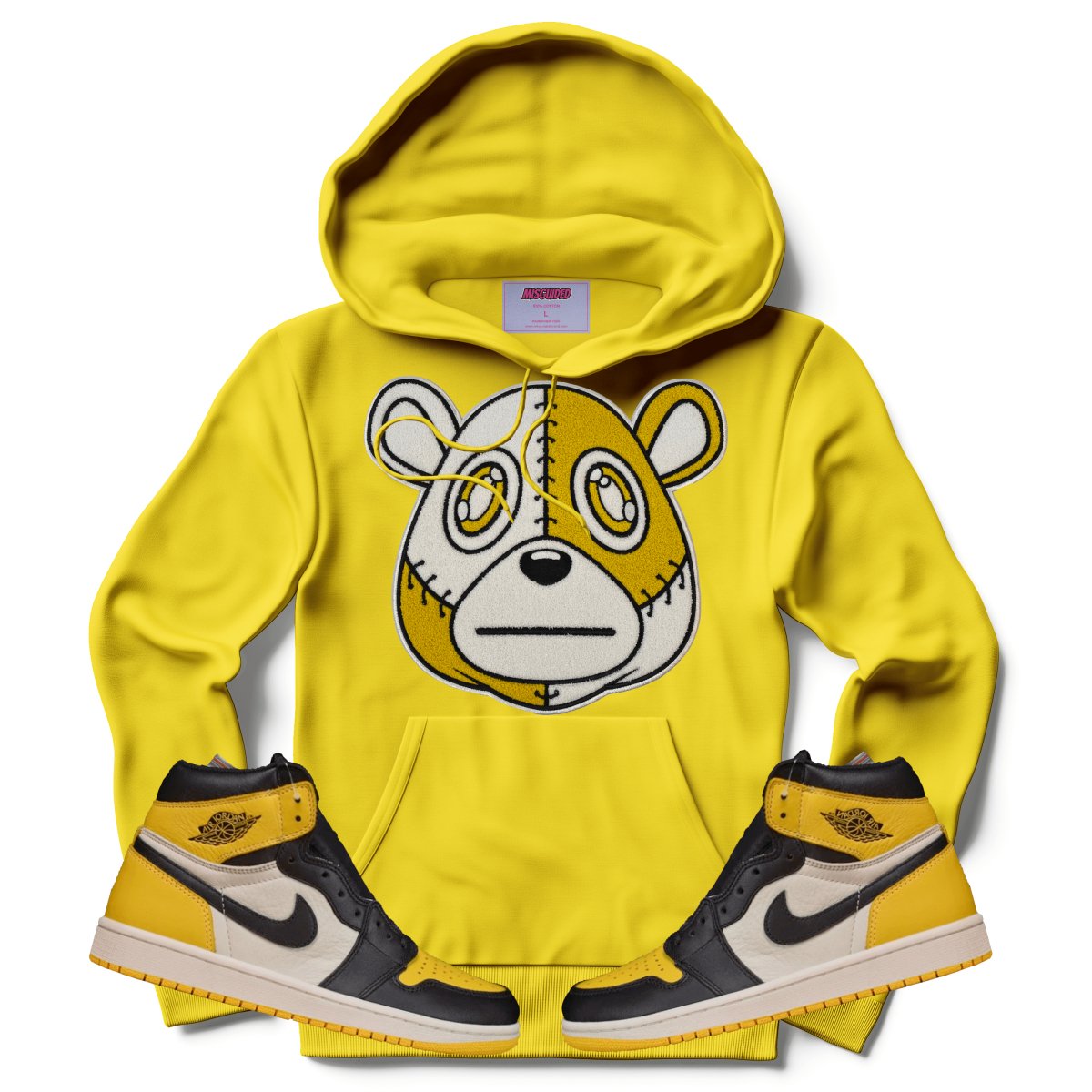 Misguided Chenille (Retro 1 Taxi) Hoodie - Yellow - Misguided