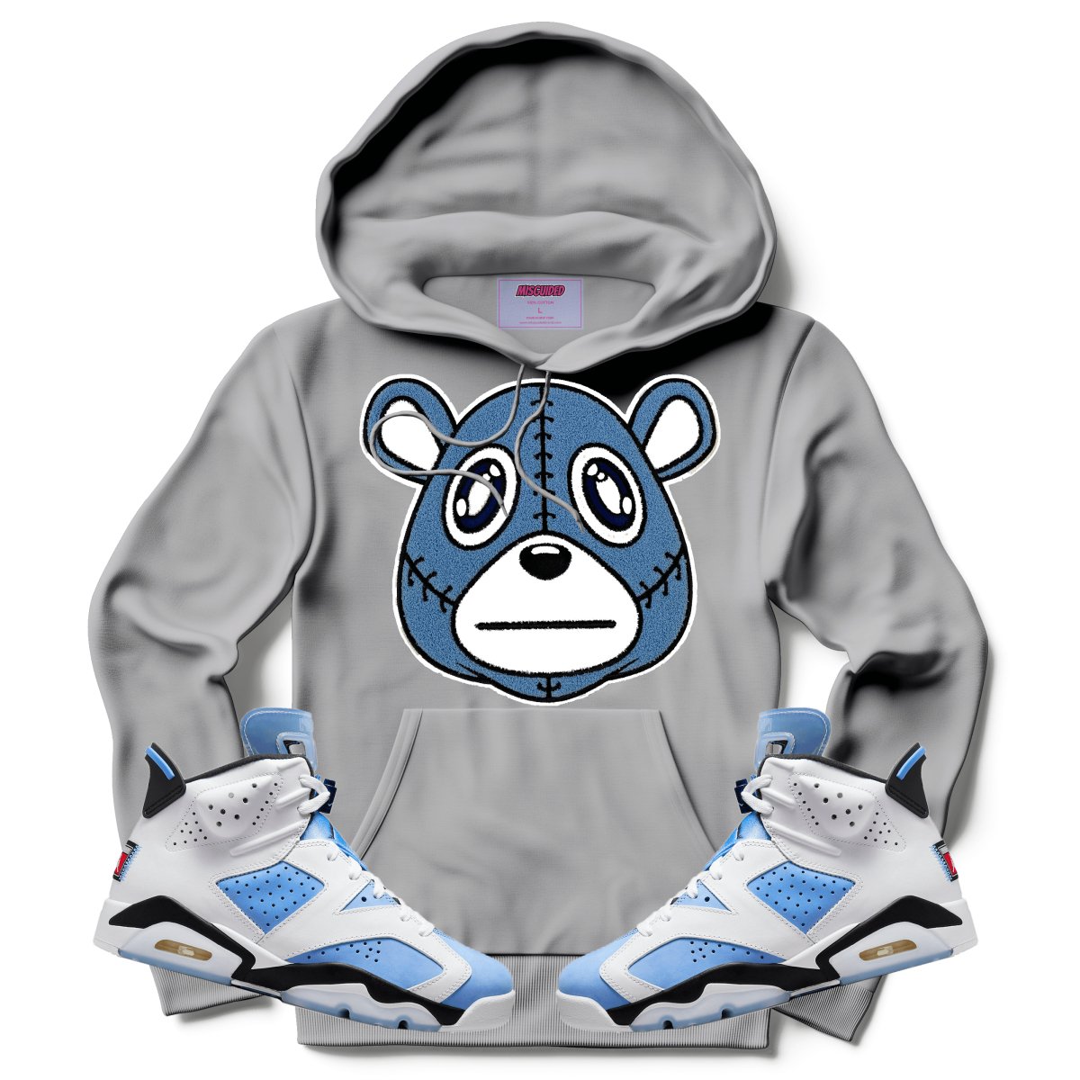 Misguided Chenille (UNC 6's) Hoodie - Light Grey - Misguided