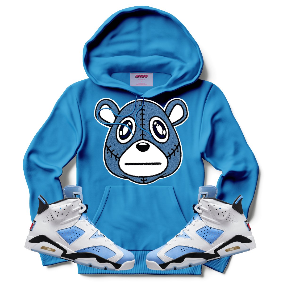 Misguided Chenille (UNC 6's) Hoodie - Sky Blue - Misguided