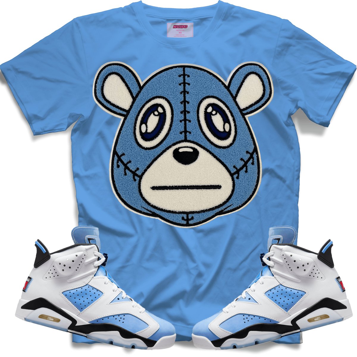 Misguided Chenille (UNC 6's) T-Shirt - Baby Blue - Misguided