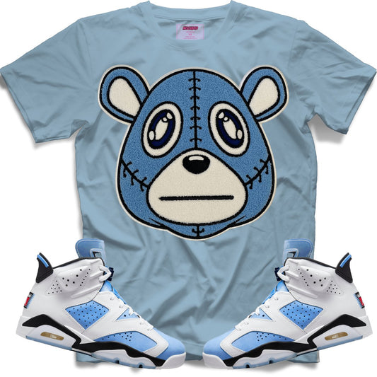 Misguided Chenille (UNC 6's) T-Shirt - Light Denim - Misguided