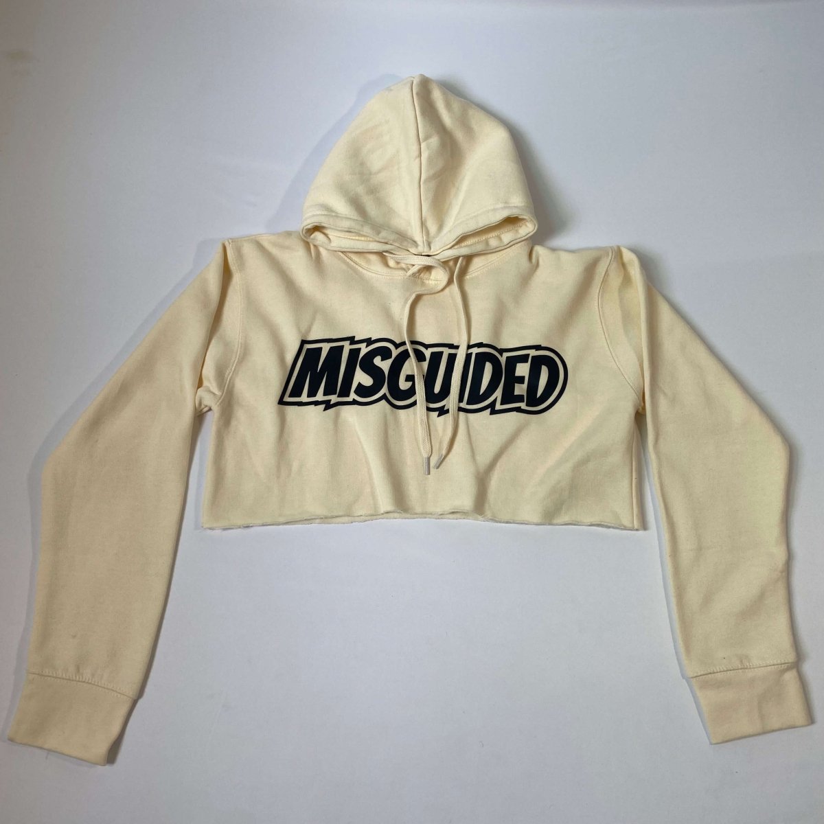 Misguided Crop Top Hoodie - Off White - Misguided