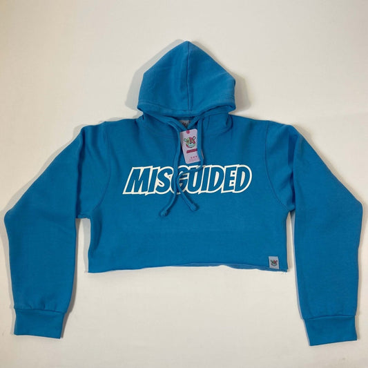 Misguided Crop Top Hoodie - Sky Blue - Misguided