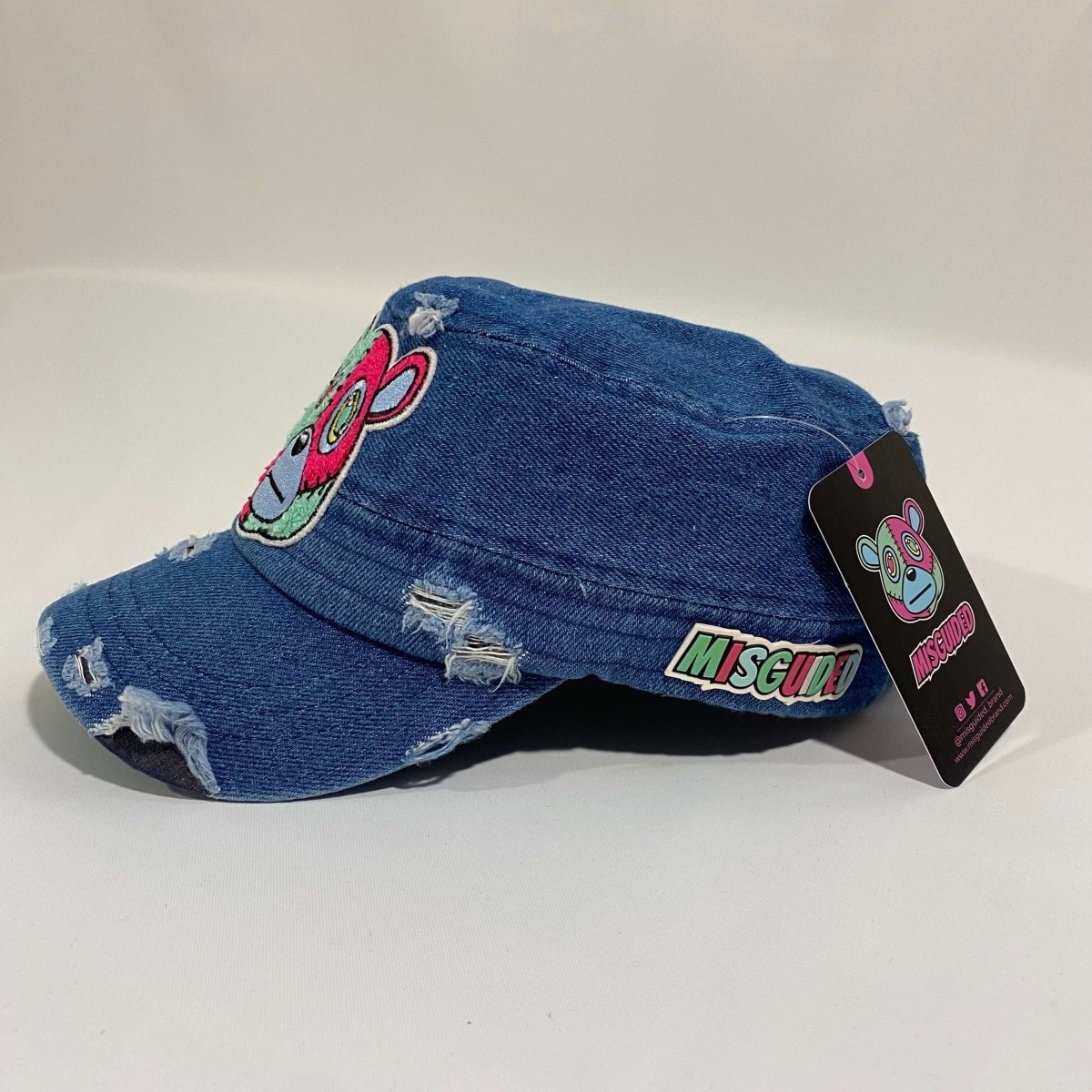 Misguided Distressed Cadet Hat - Denim - Misguided