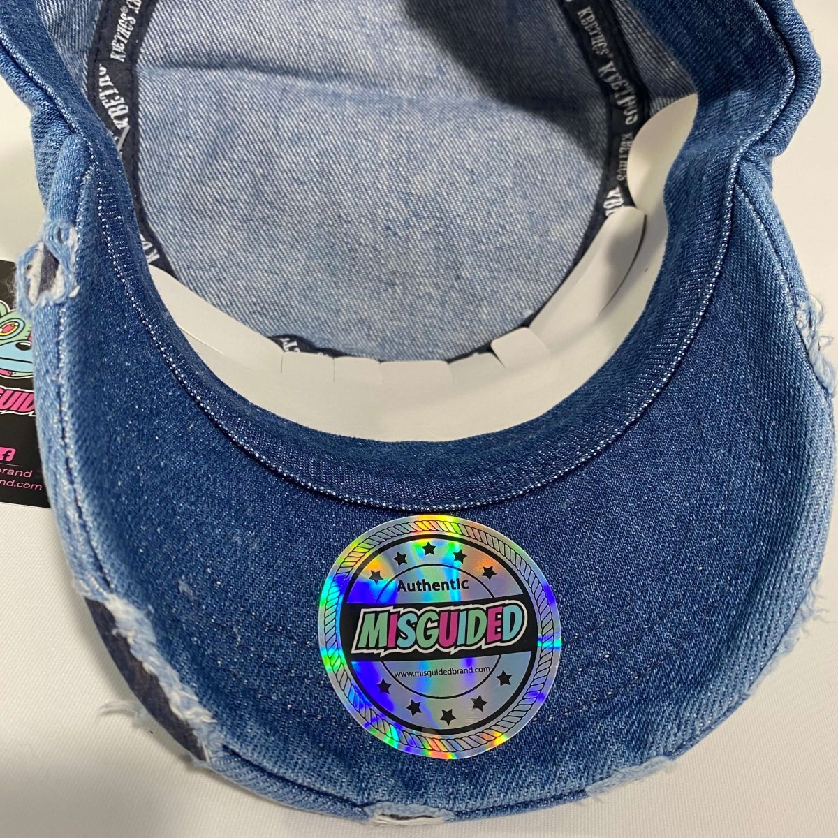 Misguided Distressed Cadet Hat - Denim - Misguided