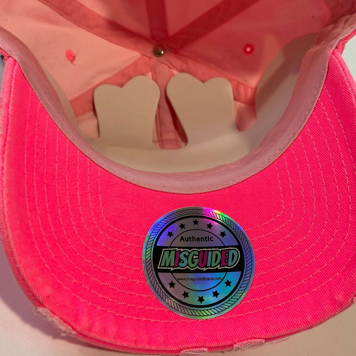 Misguided Distressed Dad Hat - Neon Pink - Misguided