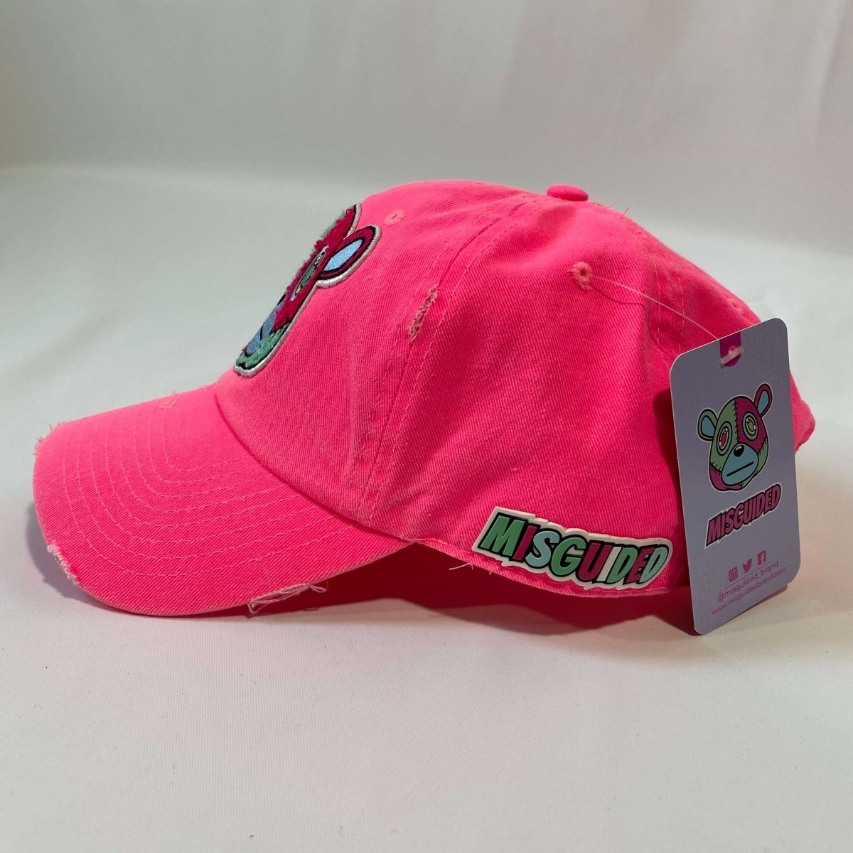 Misguided Distressed Dad Hat - Neon Pink - Misguided