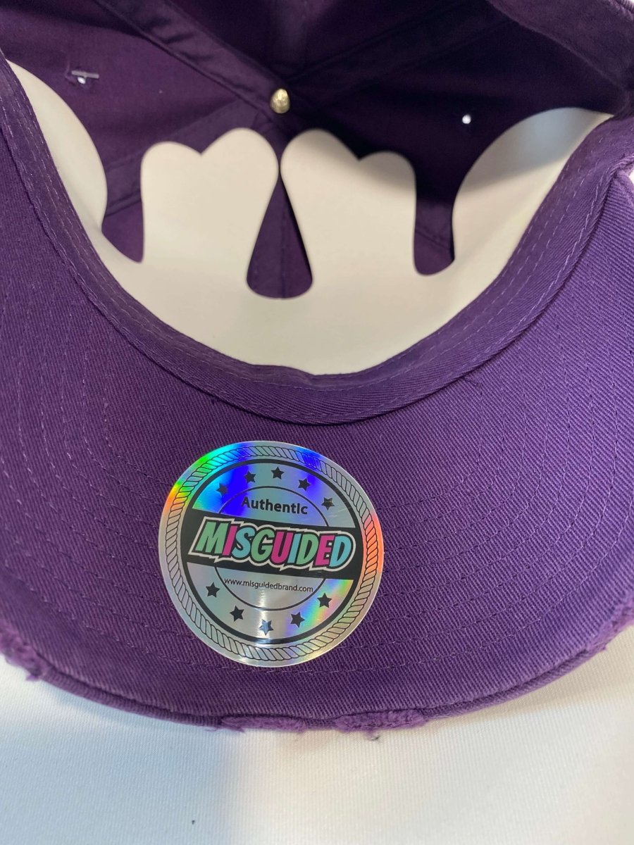 Misguided Distressed Dad Hat - Purple - Misguided