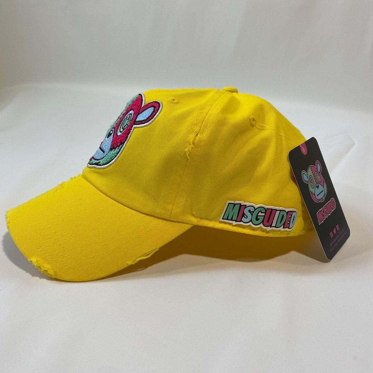 Misguided Distressed Dad Hat - Yellow - Misguided