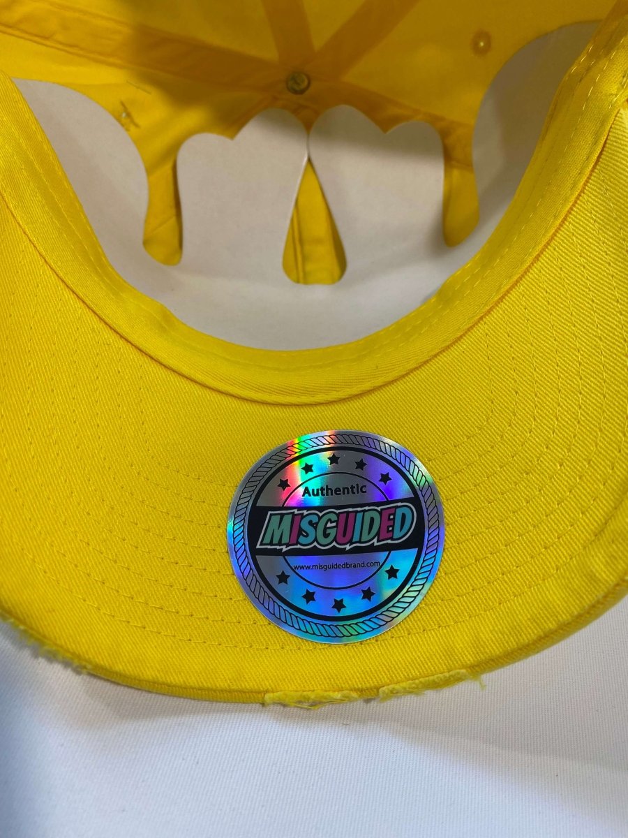 Misguided Distressed Dad Hat - Yellow - Misguided