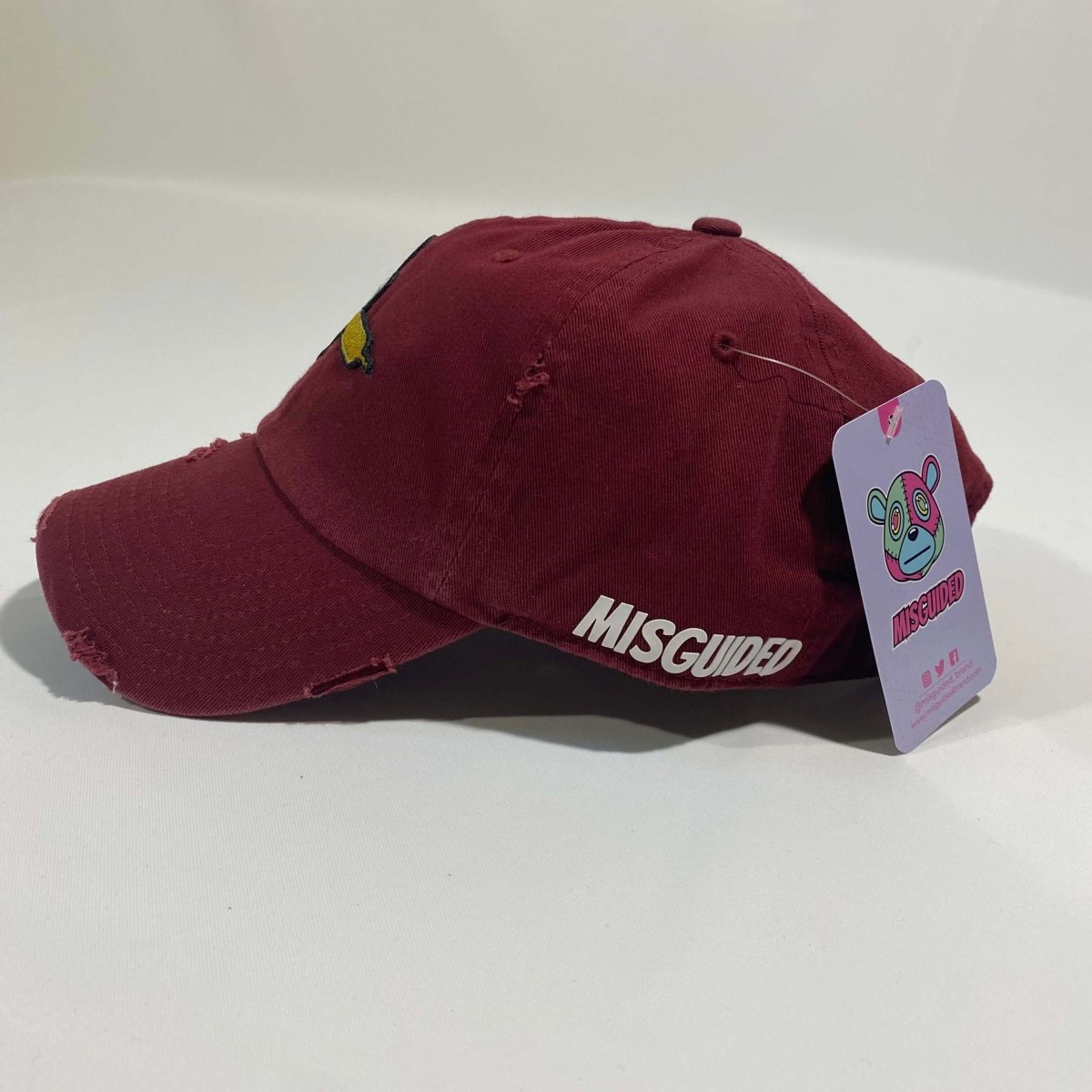 Misguided (Loud Hands) Distressed Dad Hat - Burgundy - Misguided