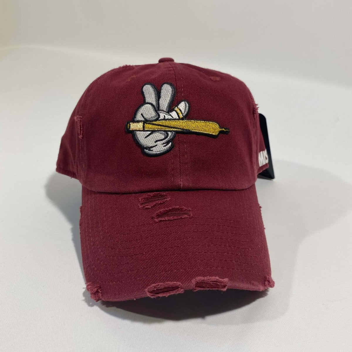 Misguided (Loud Hands) Distressed Dad Hat - Burgundy - Misguided