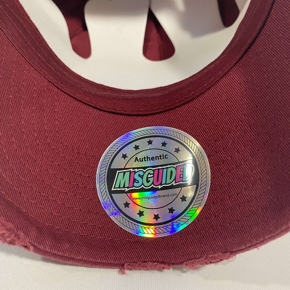 Misguided (Loud Hands) Distressed Dad Hat - Burgundy - Misguided