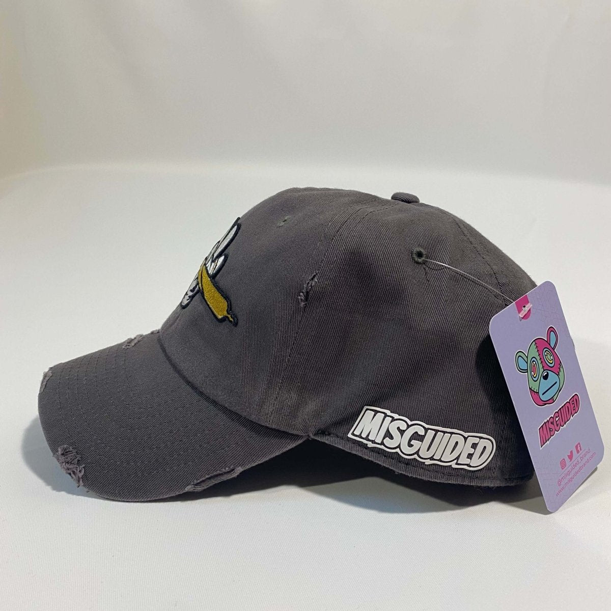 Misguided (Loud Hands) Distressed Dad Hat - Grey - Misguided