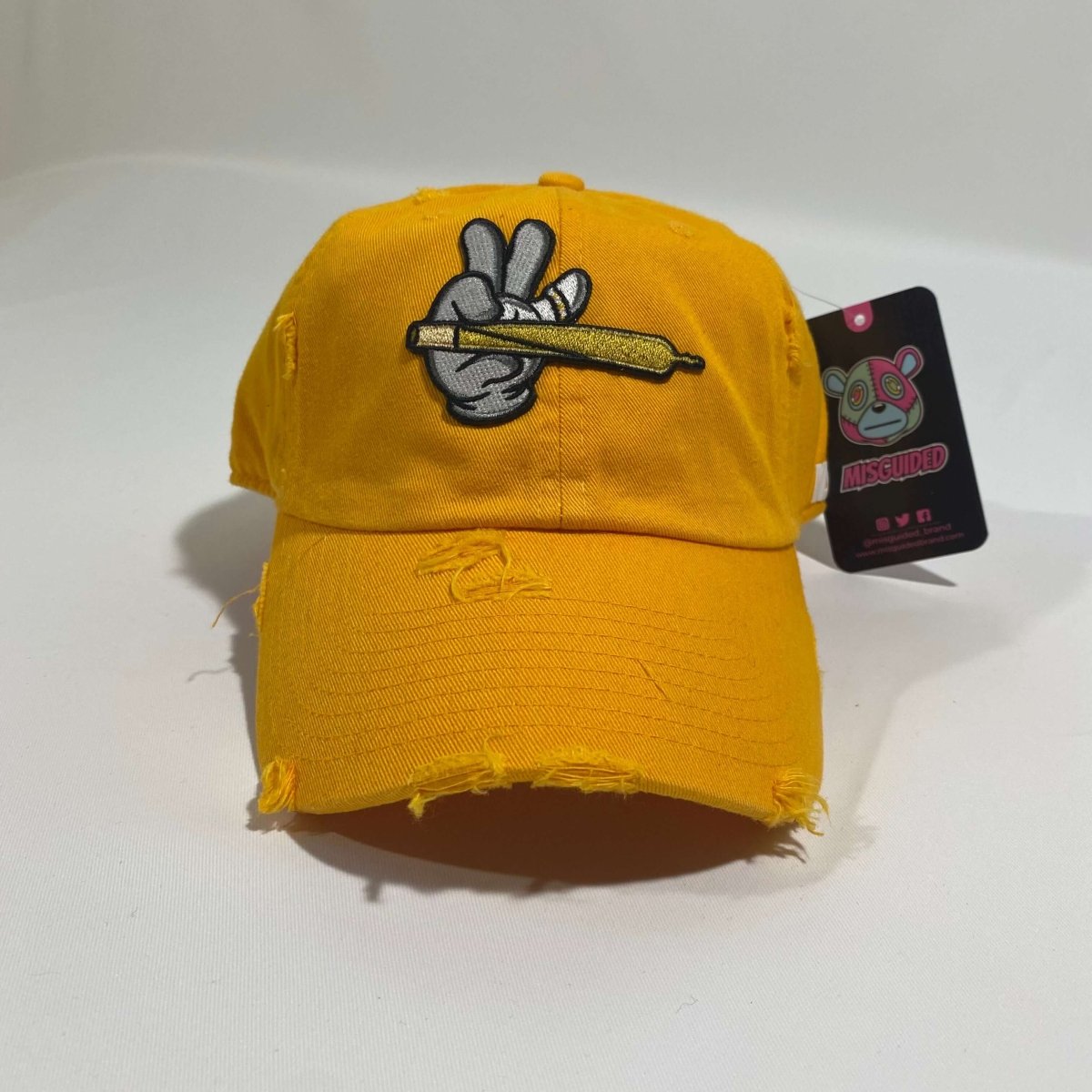 Misguided (Loud Hands) Distressed Dad Hat - Mustard - Misguided