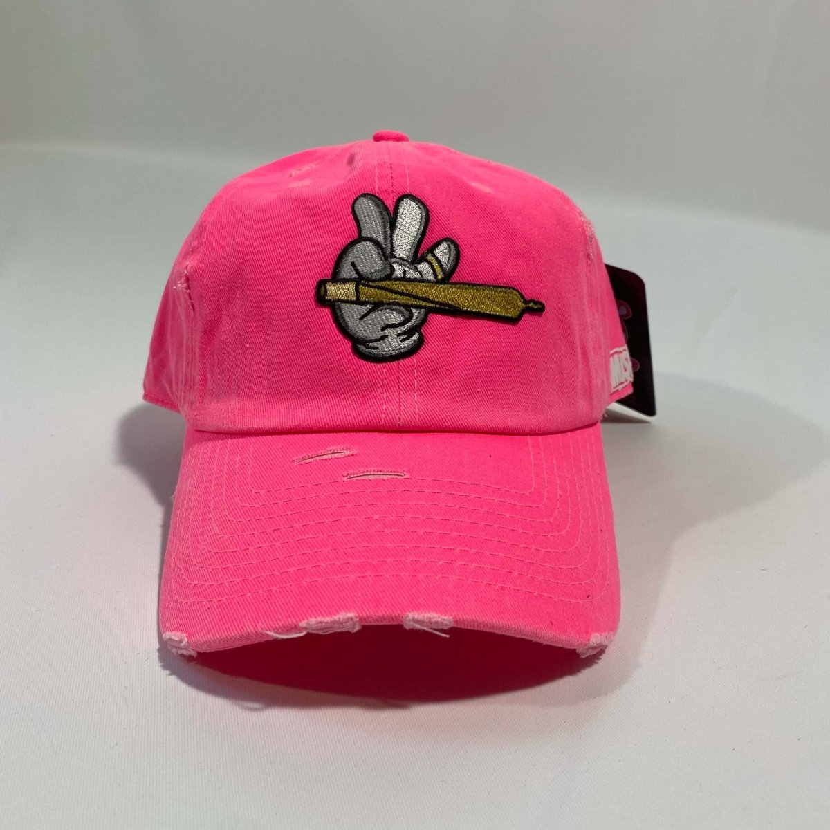 Misguided (Loud Hands) Distressed Dad Hat - Neon Pink - Misguided