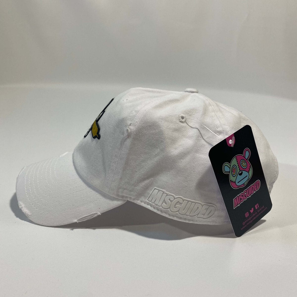 Misguided (Loud Hands) Distressed Dad Hat - White - Misguided