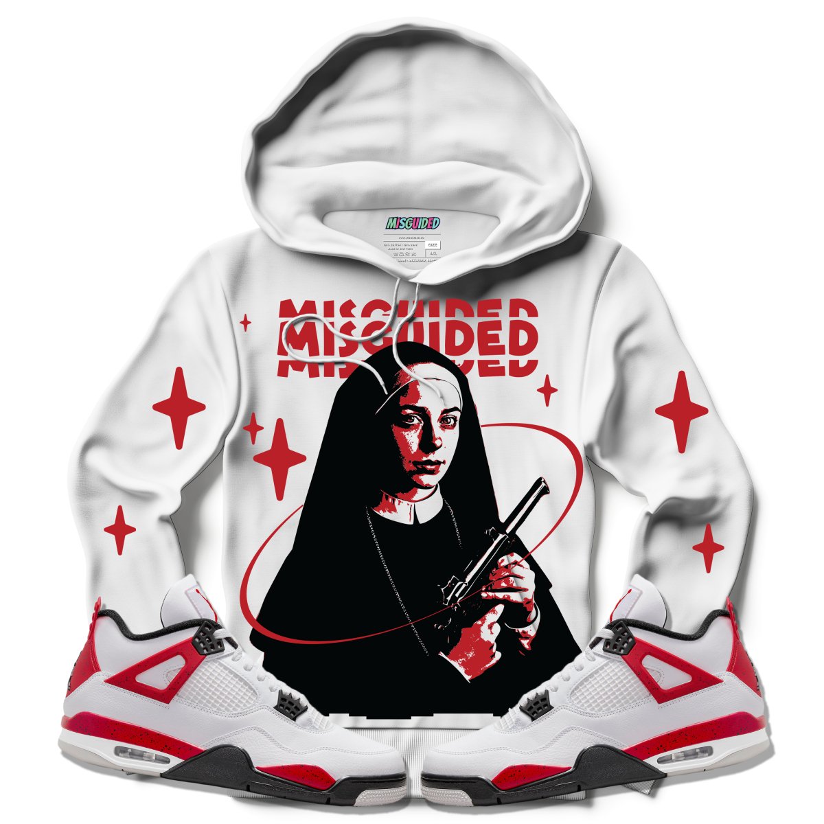 Misguided Nun (Air Jordan 4 Red Cement) Hoodie - Misguided