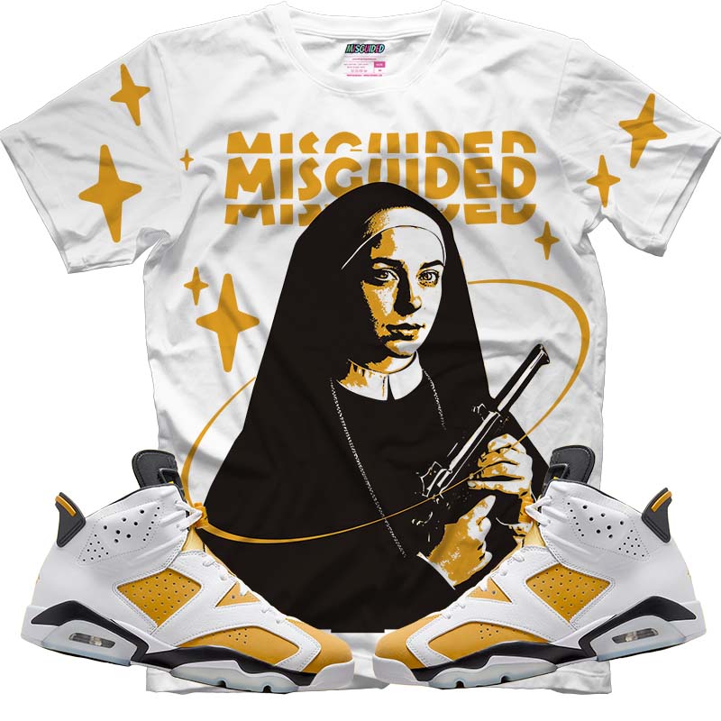 Misguided Nun (Air Jordan 6 Retro High OG Yellow Ochre) T-Shirt - Misguided