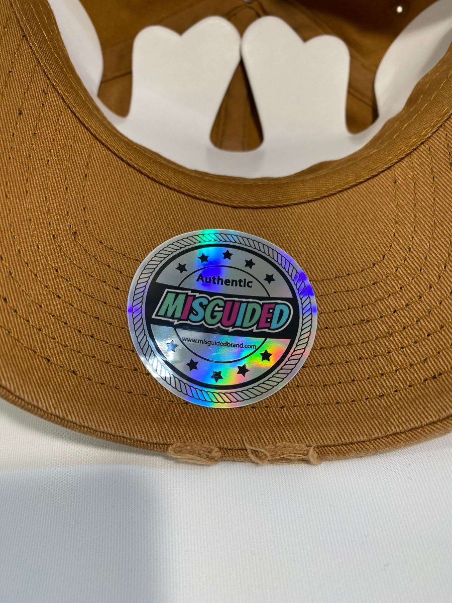 Misguided (Red Oreo 6's) Distressed Dad Hat - Brown - Misguided