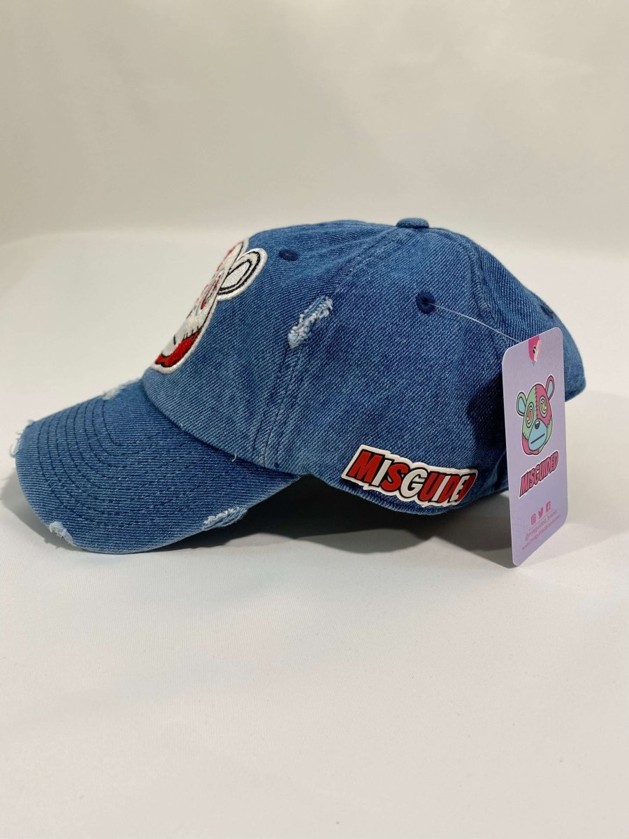 Misguided (Red Oreo 6's) Distressed Dad Hat - Denim - Misguided