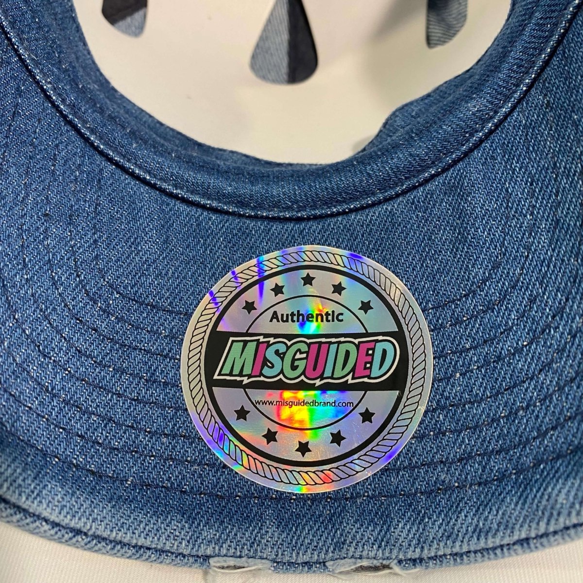 Misguided (Red Oreo 6's) Distressed Dad Hat - Denim - Misguided