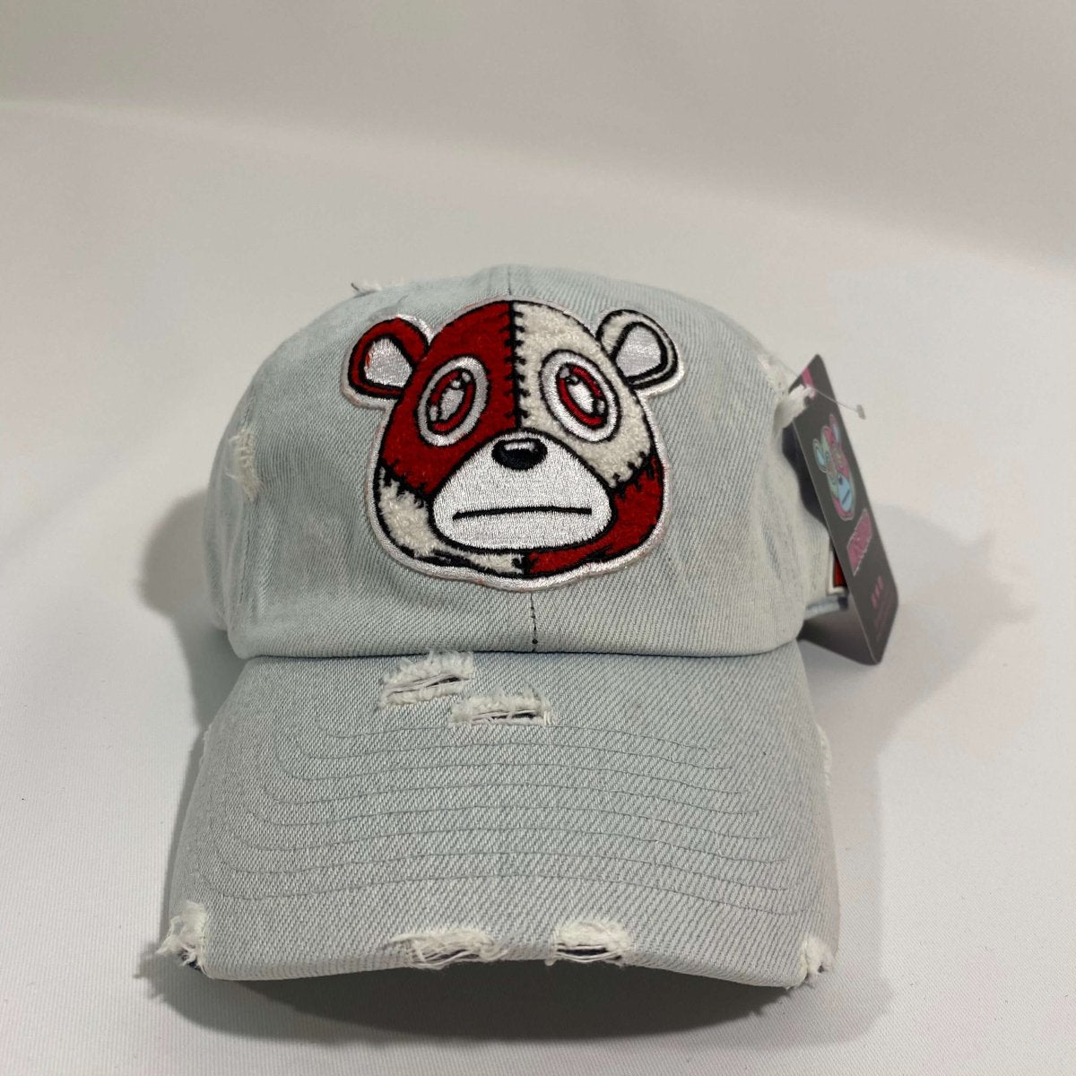 Misguided (Red Oreo 6's) Distressed Dad Hat - Light Denim - Misguided