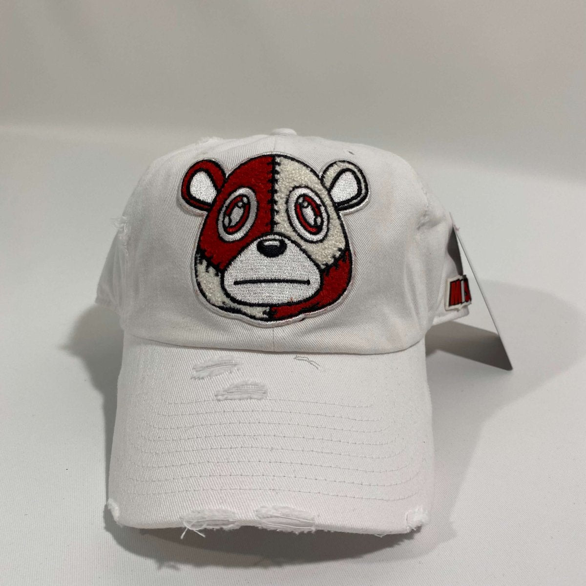 Misguided (Red Oreo 6's) Distressed Dad Hat - White - Misguided