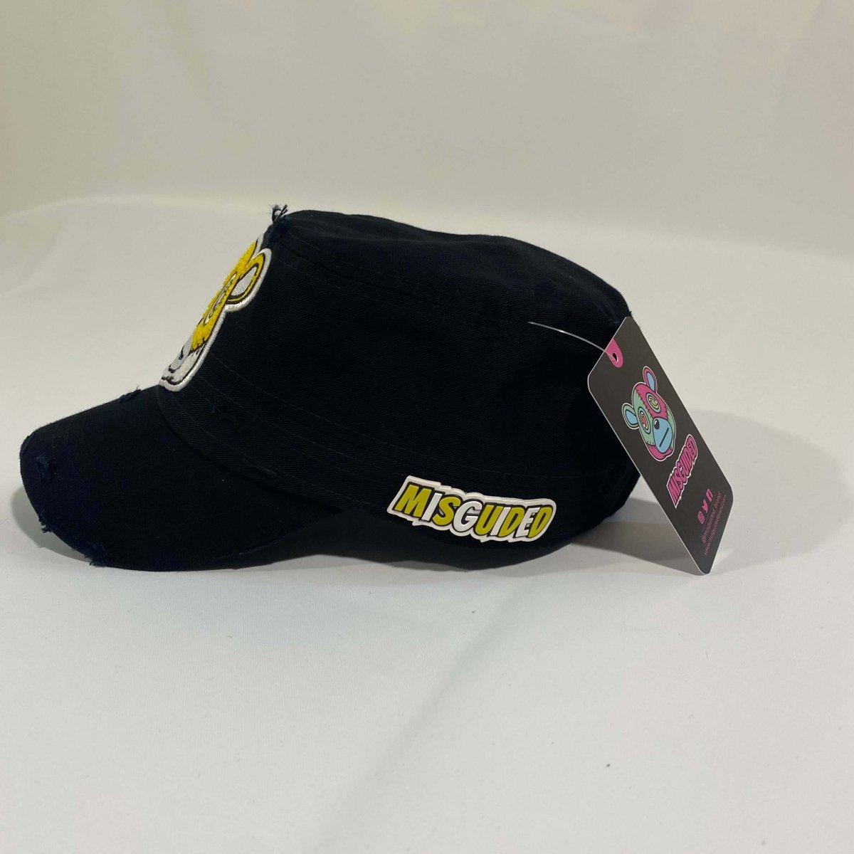 Misguided (Retro 1 Taxi) Distressed Cadet Hat - Black - Misguided