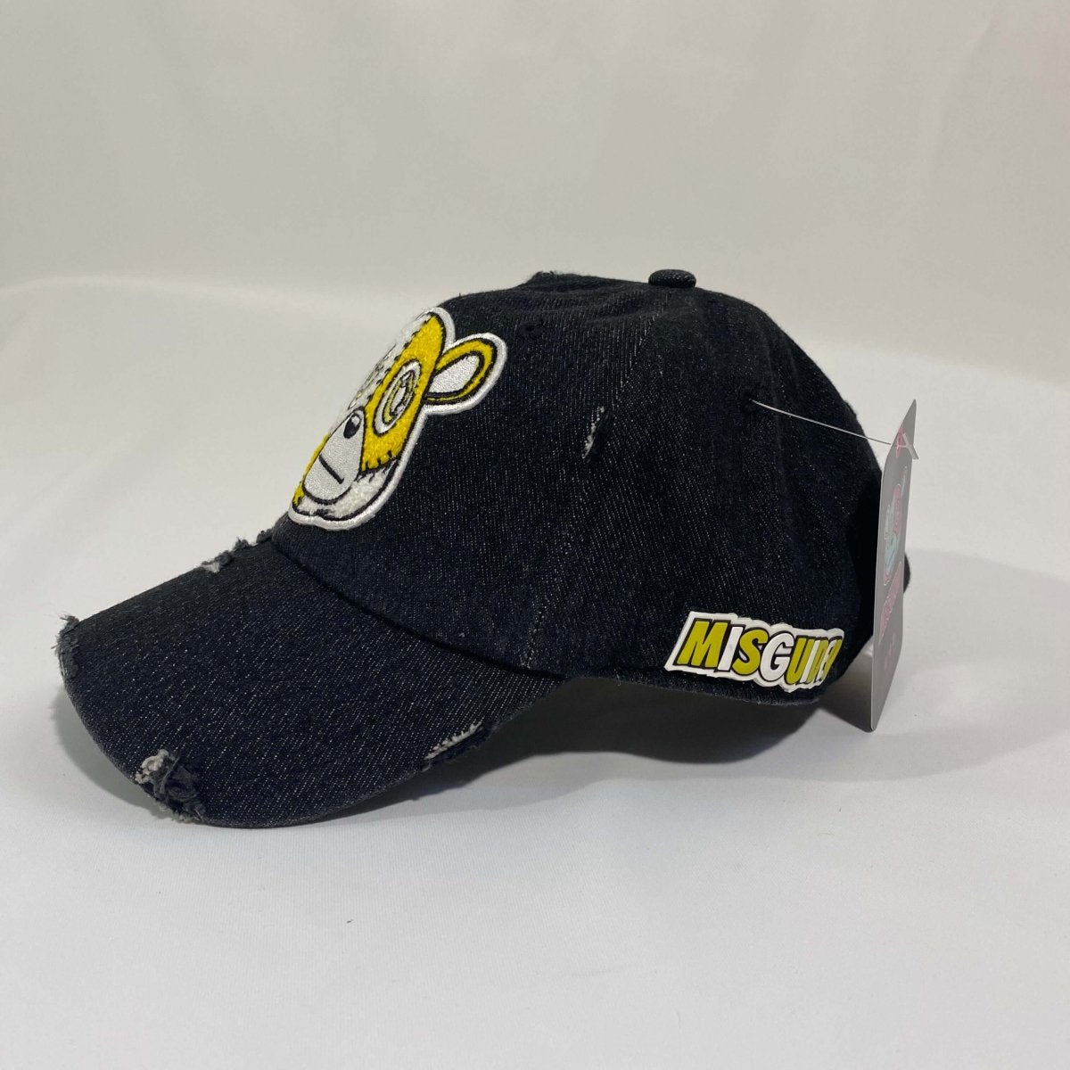 Misguided (Retro 1 Taxi) Distressed Dad Hat - Black Denim - Misguided