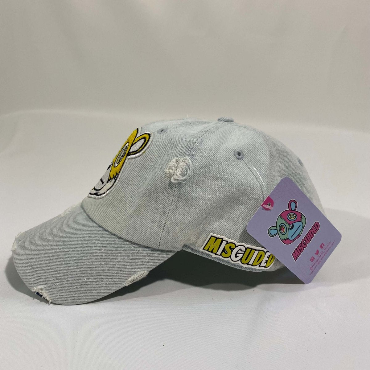 Misguided (Retro 1 Taxi) Distressed Dad Hat - Light Denim - Misguided