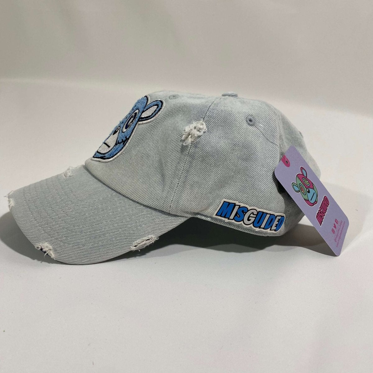 Misguided (UNC 6's) Distressed Dad Hat - Light Denim - Misguided