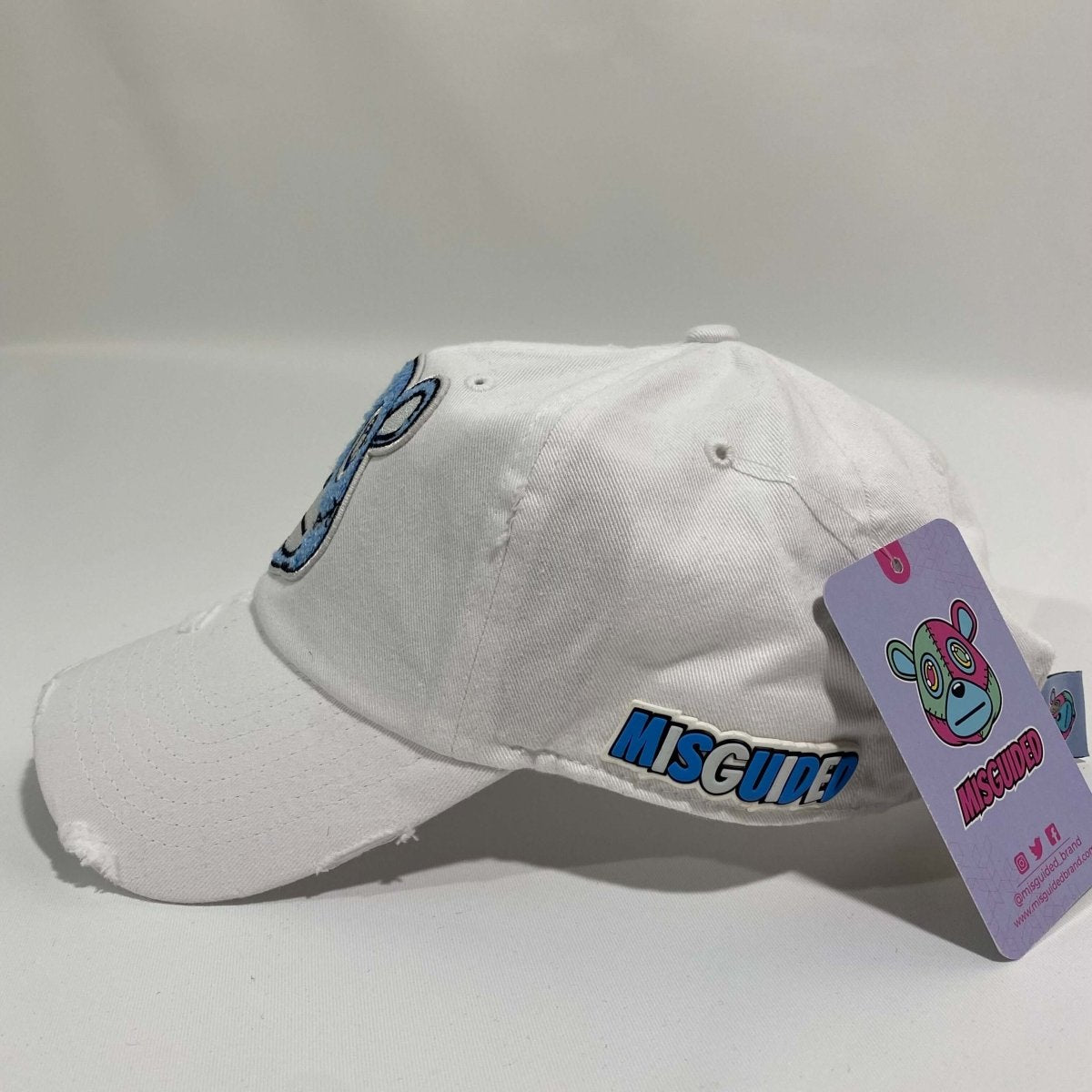 Misguided (UNC 6's) Distressed Dad Hat - White - Misguided