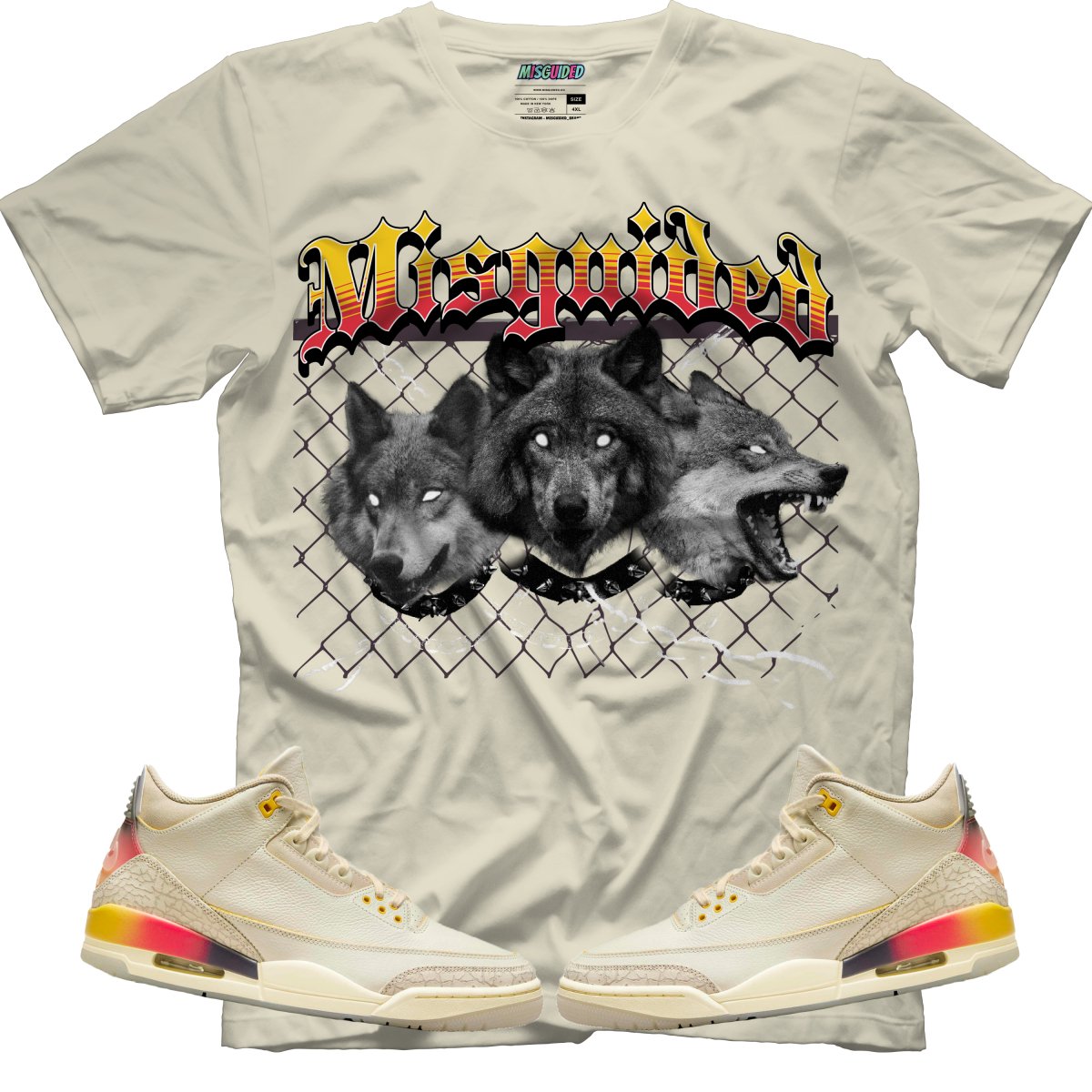 Misguided Wolfs (Air Jordan 3 J Balvin Medellín Sunset) T-Shirt - Misguided