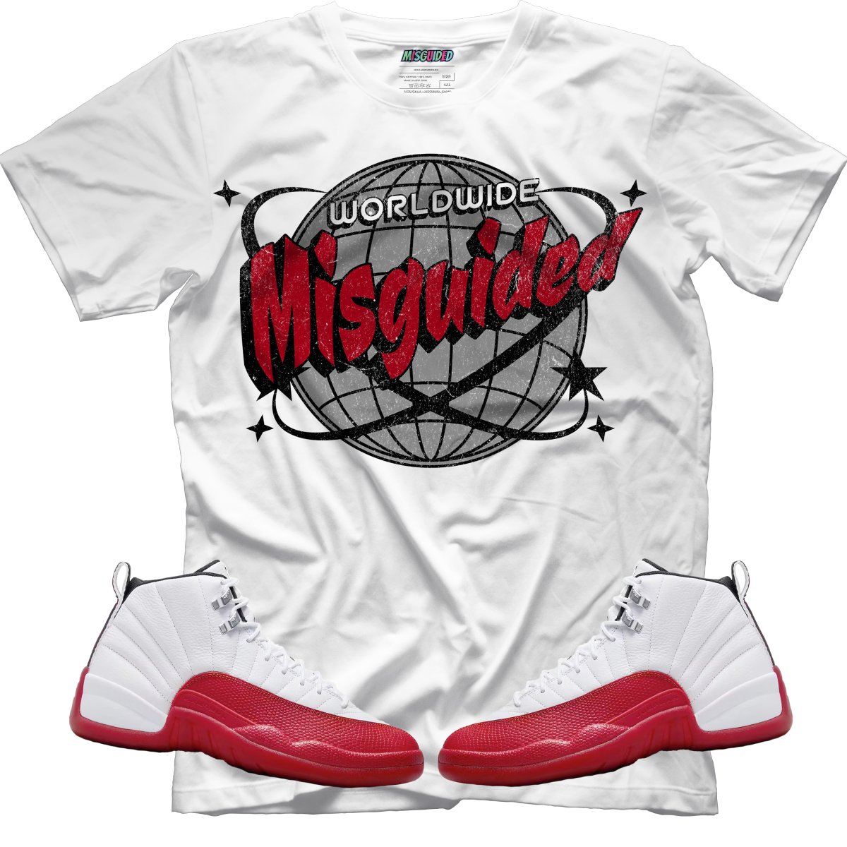 Misguided WorldWide (Air Jordan 12 Cherry) T-Shirt - Misguided