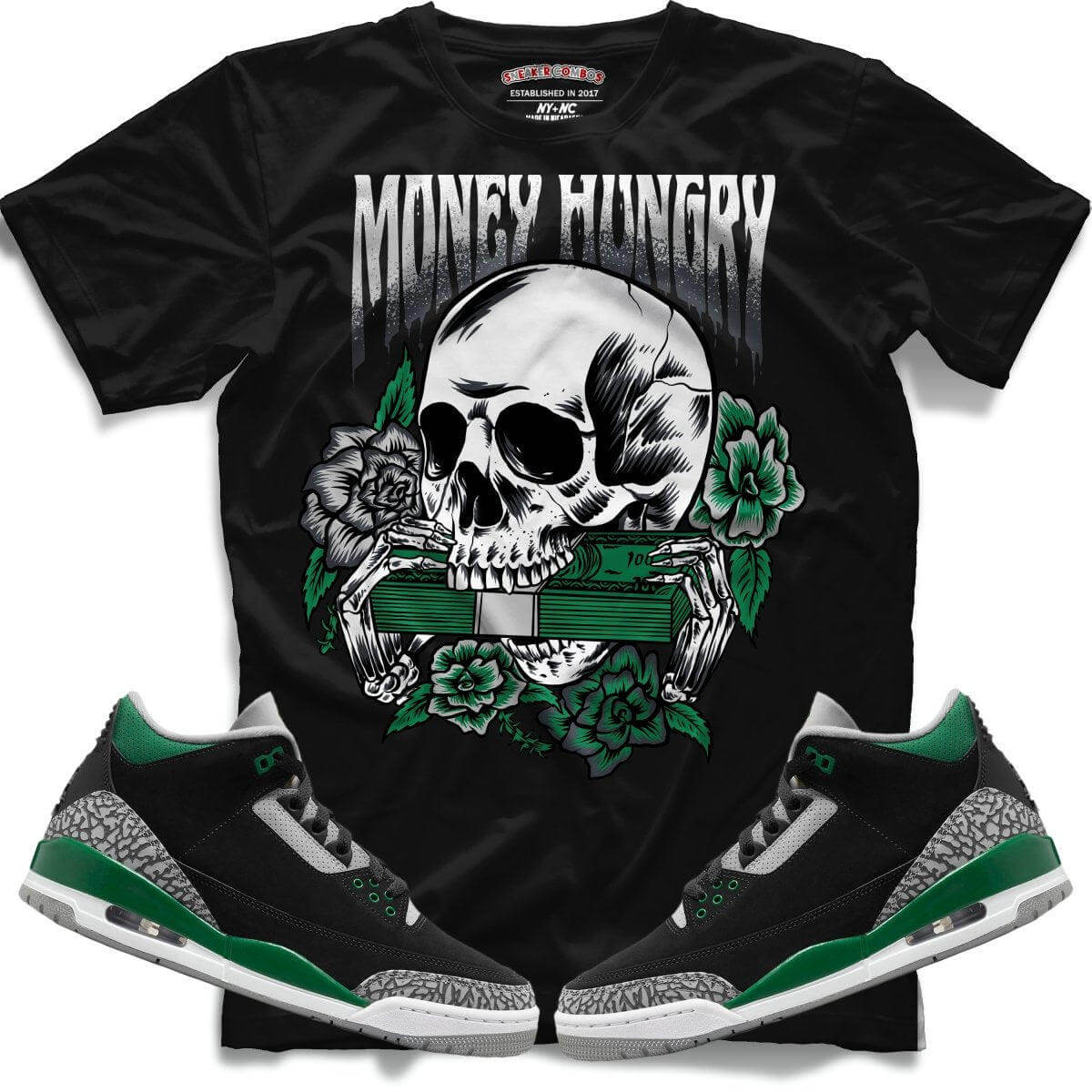 Money Hungry (Retro 3 Pine Green) T-Shirt - Misguided