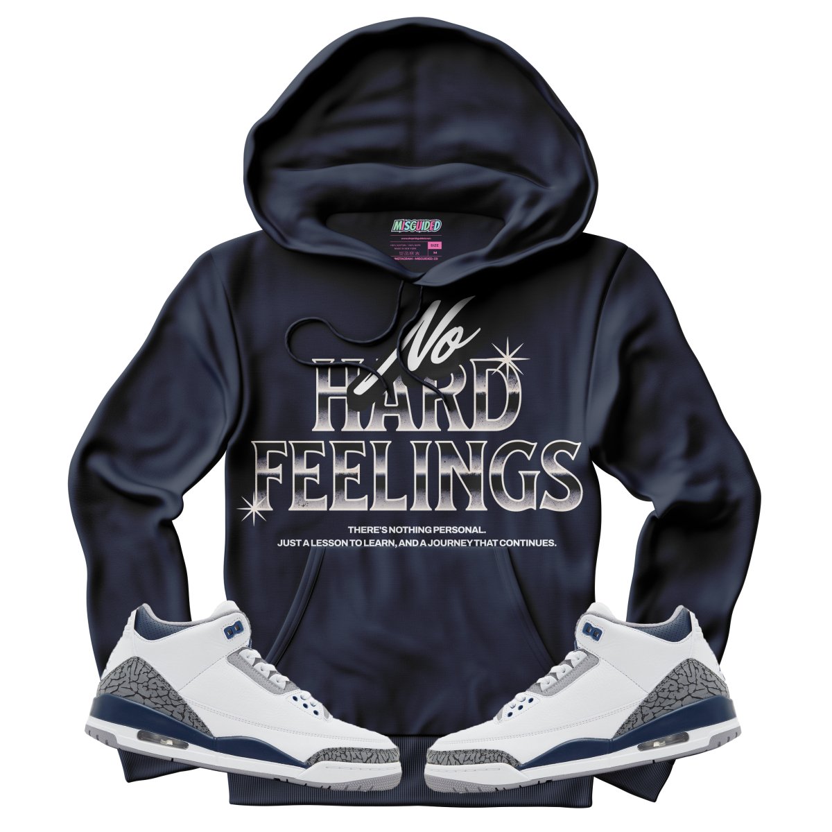 No Hard Feelings (Air Jordan 3 White Navy) Hoodie - Misguided