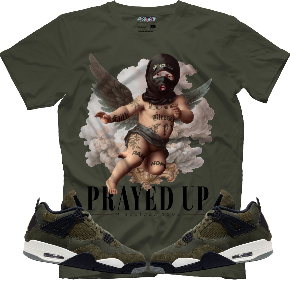 Prayed Up (Air Jordan 4 Craft "Olive") T-Shirt - Misguided