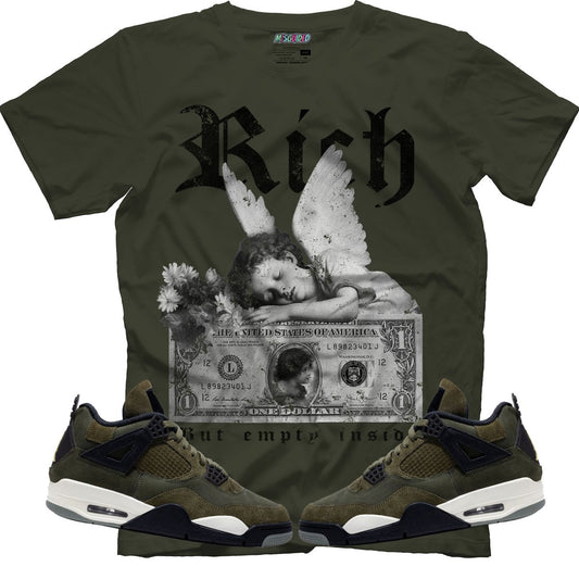 Rich But Empty Inside (Air Jordan 4 Craft "Olive") T-Shirt - Misguided