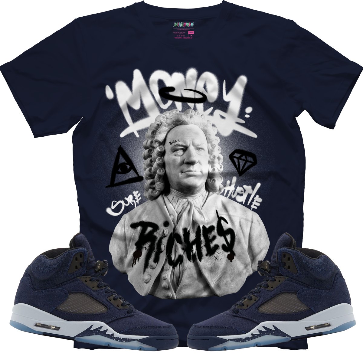 Riches (Air Jordan 5 Midnight Navy) T-Shirt - Misguided