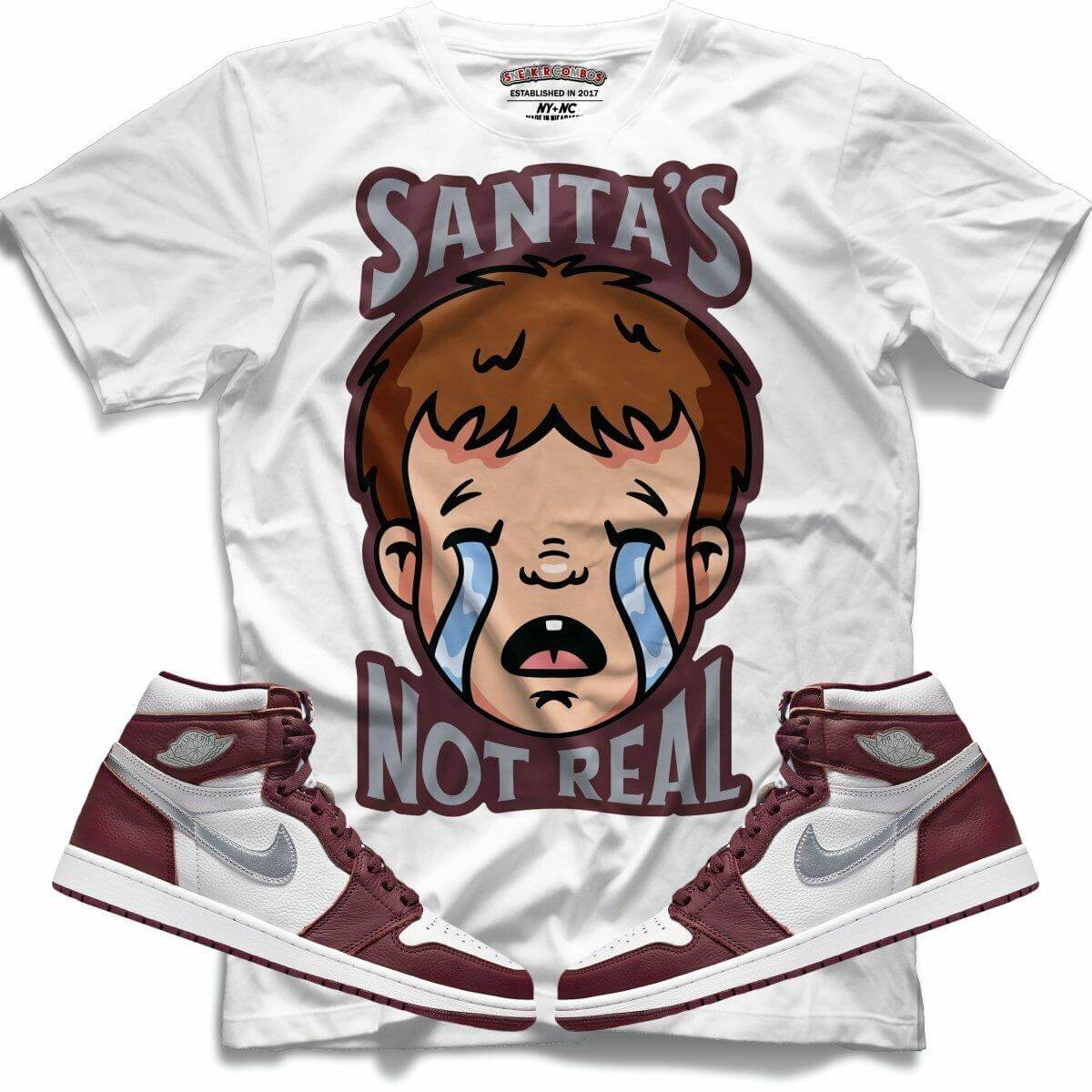 Santa's Not Real (Retro 1 Bordeaux) T-Shirt - Misguided