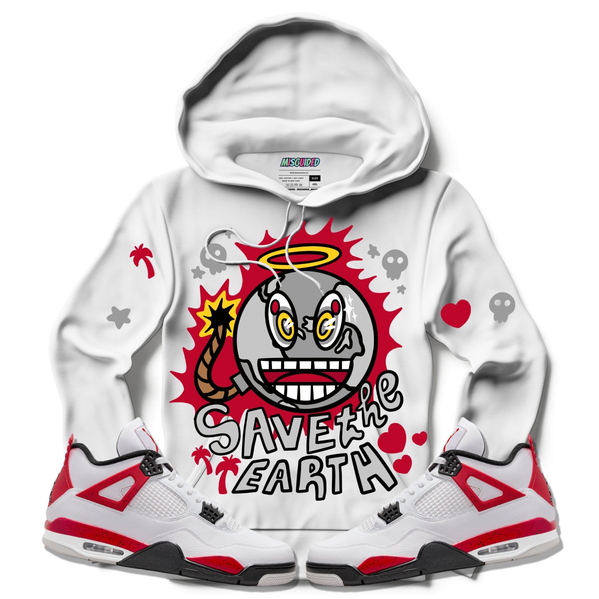 Save The Earth (Air Jordan 4 Red Cement) Hoodie - Misguided