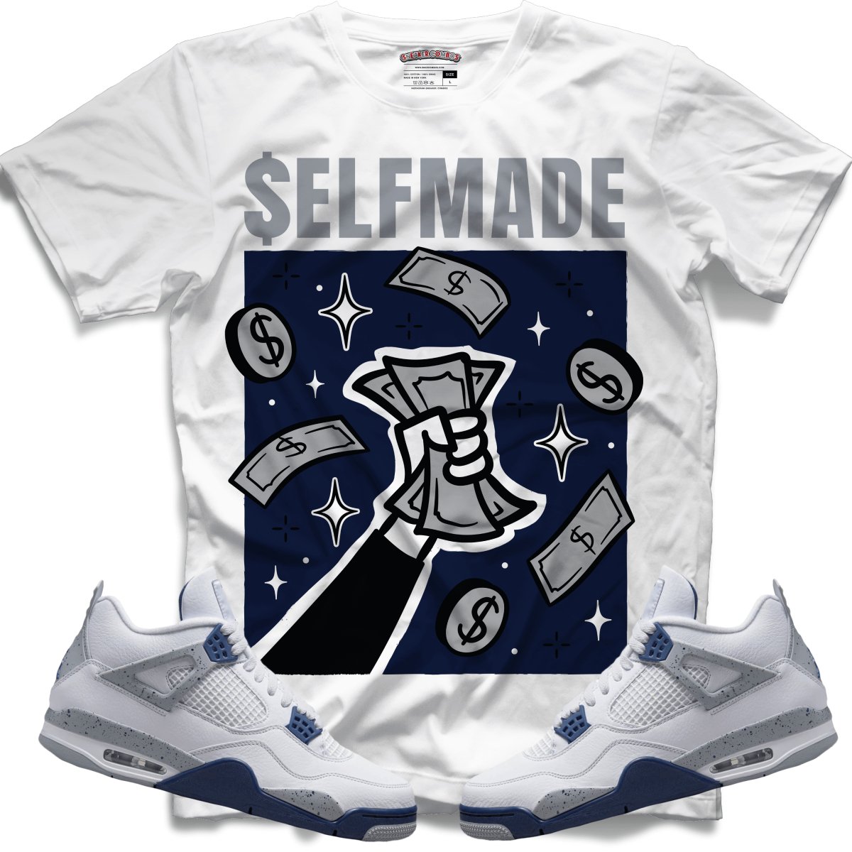 Self Made (Retro 4 Midnight Navy) T-Shirt - Misguided