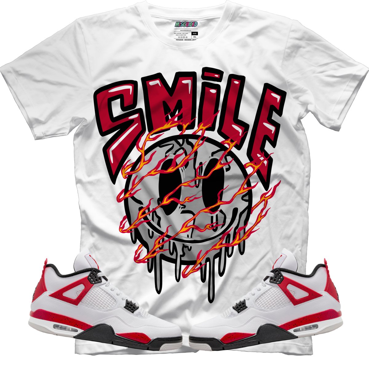 Smile (Air Jordan 4 Red Cement) T-Shirt - Misguided