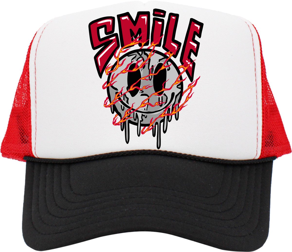 Smile (Air Jordan 4 Red Cement) Trucker Hat - Misguided