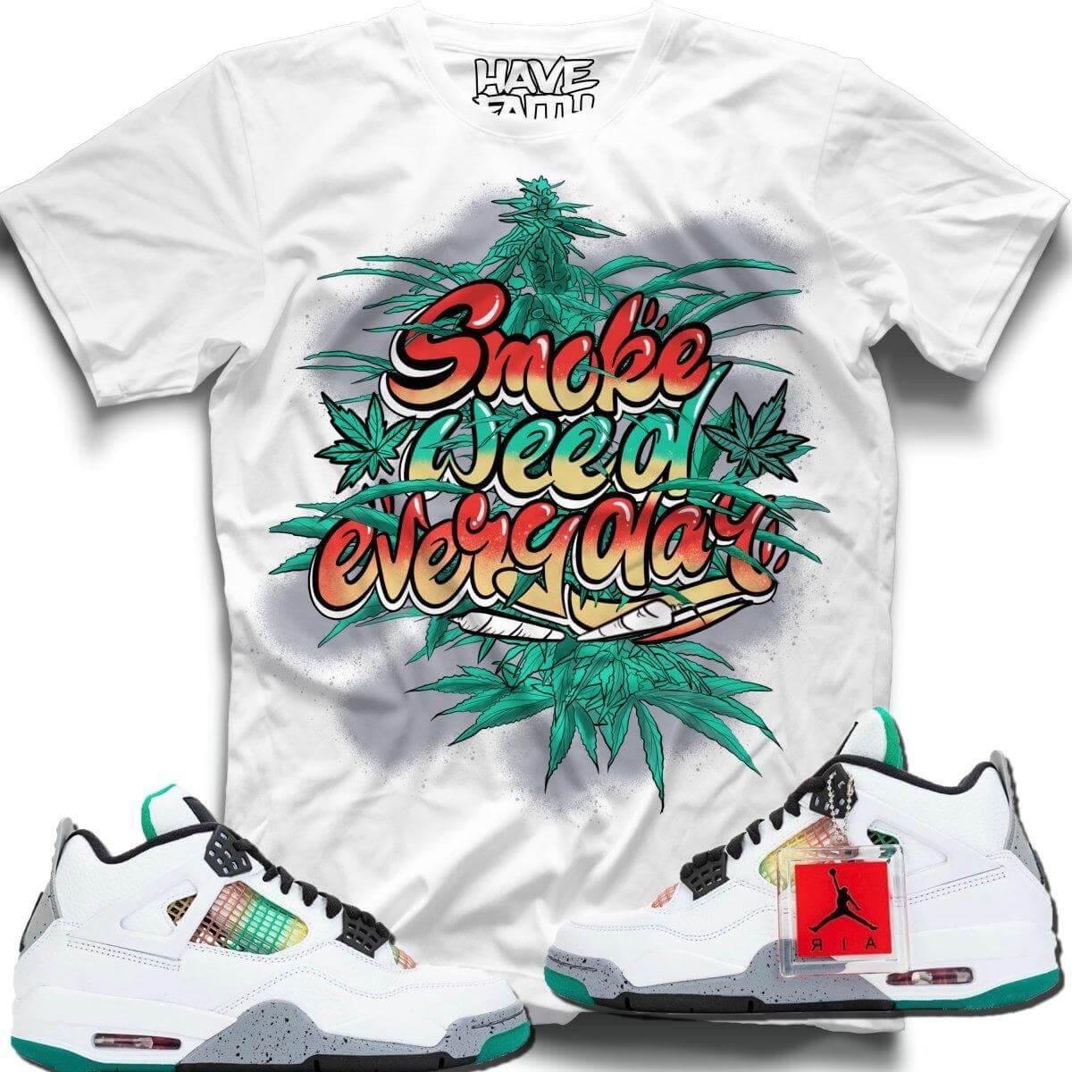 Smoke Weed Everyday (Rasta Retro 4's) T-Shirt - Misguided